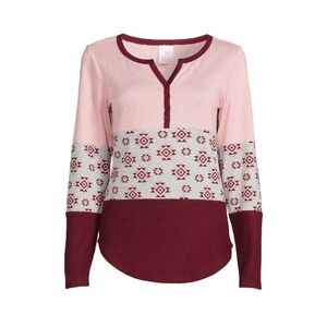 No Boundaries NWT Juniors' Dusty Rose Henley Pullover w/ Matching Scrunchie 776